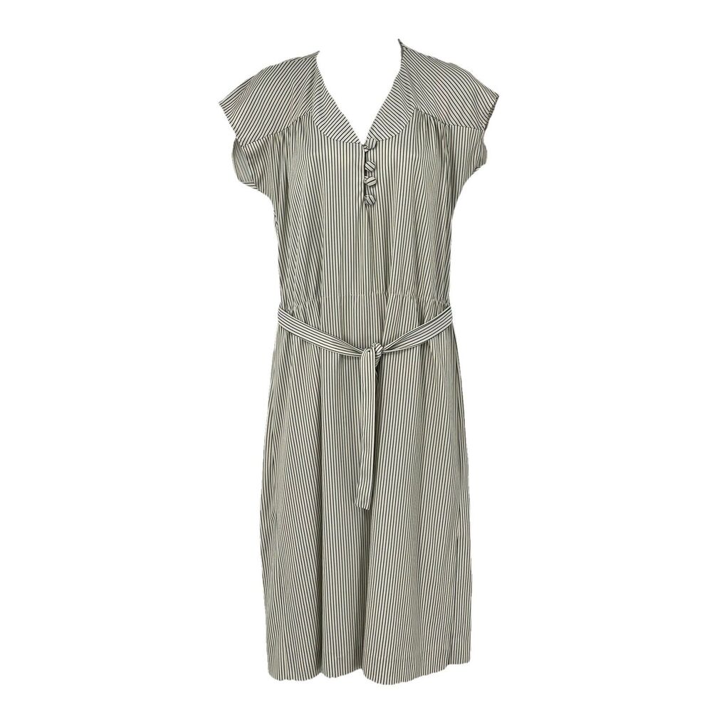 Chic Garments M Vintage Pinstripe Tie Rockabilly Cottagecore Sheath Shirt Dress